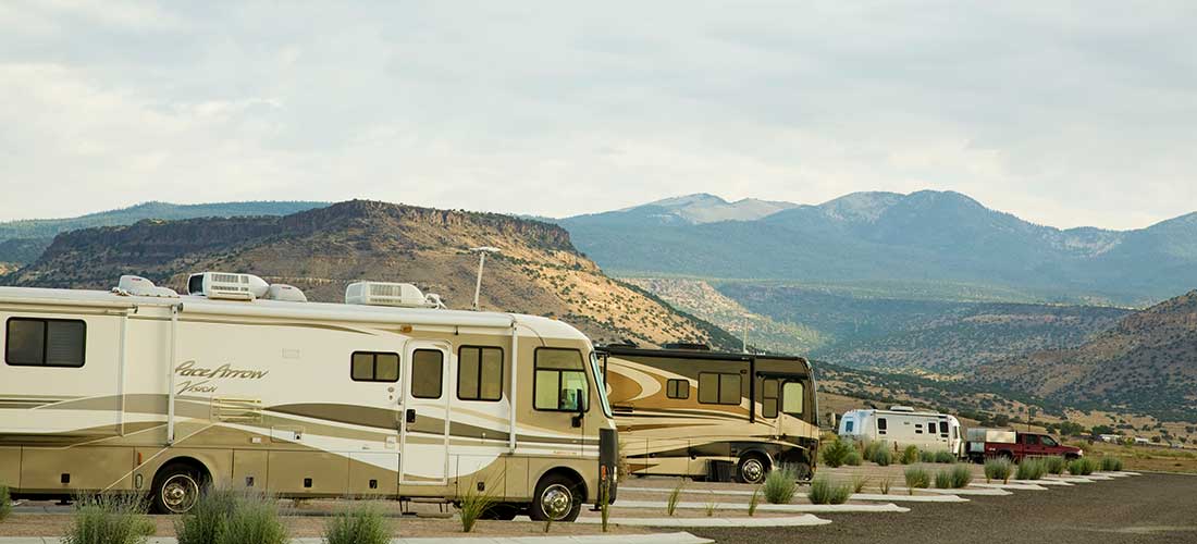 RVs and mountain view